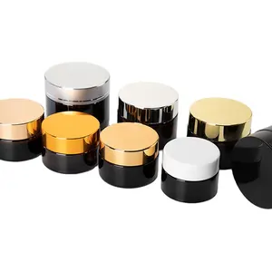 5g 100g 30g 10g 1oz 50g Face Cosmetic Cream Jars White Black Gold Small Round Empty Frosted Amber Clear Cosmetic Cream Glass Jar