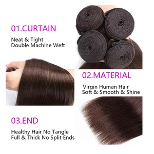 Ciocche di <span class=keywords><strong>Capelli</strong></span> Umani Lisci Marroni # Extensioni di <span class=keywords><strong>Capelli</strong></span> Umani Vergini Lisci in 4 Colori, 1 Fascio di <span class=keywords><strong>Capelli</strong></span> Remy Marrone <span class=keywords><strong>Cioccolato</strong></span> - Product Image 5
