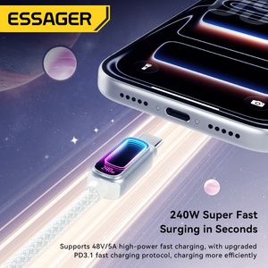 Câble de charge rapide USB-C vers USB-C ESSAGER ES-X81 tressé 48V 5A PD 240W pour téléphone <span class=keywords><strong>portable</strong></span>, ordinateur <span class=keywords><strong>portable</strong></span>, <span class=keywords><strong>HP</strong></span>, iPhone - Product Image 3