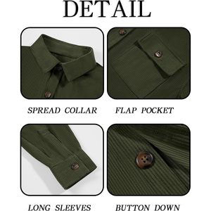 2025 veste en velours côtelé côtelé léger pour hommes à manches longues veste décontractée avec poche à rabat - Product Image 5