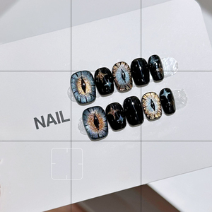 Uñas Postizas Cortas Ovaladas con Efecto Ojo de Gato y Lámina Dorada, Estilo Minimalista, Versátiles, Reutilizables, para Uso Diario y Ocio - Product Image 5