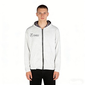 Sudadera con capucha para hombre, personalizada, de bajo costo, de algodón, felpa francesa y forro polar, con cremallera y bloques de color de leopardo, ropa para hombre. - Product Image 1