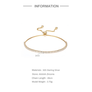 CANNER Pulsera de tenis ajustable de plata de ley 925 con moissanita y circonita 5A, chapada en oro, para mujer y niña, regalos - Product Image 3