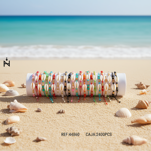 Bracciale in Conchiglia e Pietra PULSERA-TUBO Multicolore con Perline Regolabile Gioielli alla Moda 2400 Pezzi per Scatola - Product Image 3