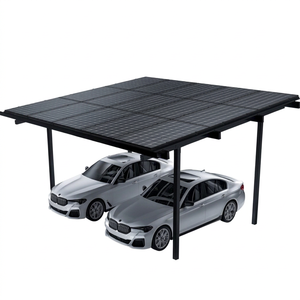 Système de carport solaire en alliage d'aluminium étanche pour entrepôt européen, montage au sol, application photovoltaïque pour stationnement de voitures et alimentation domestique - Product Image 1