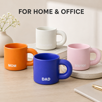 Ensemble de tasses en céramique mate pour la famille, avec couleurs assorties et poignée ronde épaisse, pour les acheteurs en gros, OEM et sous marque privée