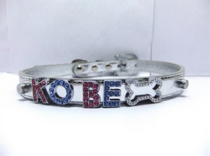 Collar brillante para mascotas con hebilla de diamantes de imitación y textura de piel de serpiente, correa para el cuello de perro o gato para disfrazarse - Product Image 3
