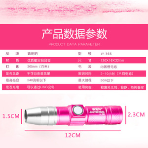 Linterna UV Jujingyang 365Nm 12Cm Recargable Para Detección Y Verificación - Product Image 1