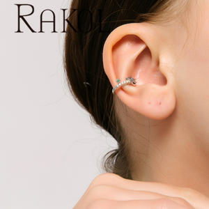 RAKOL EP23012022 Designer Zircon Inlaid Blue <b>Star</b> Clip Gold Plated Earrings for Women - Product Image 3