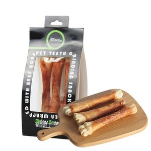강아지 및 성인 개를위한 프리미엄 단백질이 풍부한 간식 공기 건조 치킨 및 양 발굽 씹는 스틱 비프 맛 뼈 가방 포장 - Product Image 1