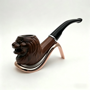 Offre Spéciale : Pipe à Tabac en Résine Tête <span class=keywords><strong>de</strong></span> <span class=keywords><strong>Lion</strong></span>, Tige Courbée Classique avec Support Or Rose pour Hommes – Vente en Gros <span class=keywords><strong>de</strong></span> Pipes à Fumer - Product Image 1