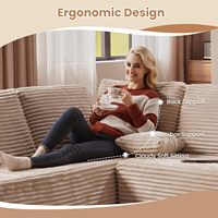 Canapé modulaire en forme de U, en velours côtelé moelleux, éponge haute densité, cadre en bois massif moderne, grande chaise longue confortable, sans assemblage