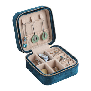 Travel Jewelry boxes Rings Earrings Necklaces Storage Jewelry Display Case Chests Plush Velvet Case