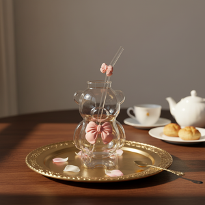 Tazza Little Bear dal Design Moderno, Bicchiere Monostrato per Caffè e Tè con Cannuccia, Elegante e Personalizzabile per la Casa - Product Image 4