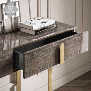 Bắc Âu Sang Trọng Sảnh Hành Lang Góc Khung Thép Không Gỉ Sidetable Đại Bằng Gỗ Hiện Đại Giao Diện Điều Khiển Bảng Với 2 Ngăn Kéo - Product Image 4