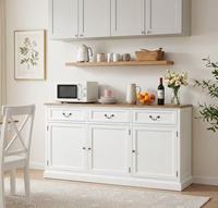 Meuble de salon moderne en bois massif avec 3 tiroirs et un grand espace de rangement, dessus en chêne, portes, buffet multifonctionnel