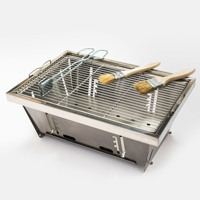 Brasero portable pliable au charbon de bois avec pique-chaud pour pique-nique en plein air, patio, camping