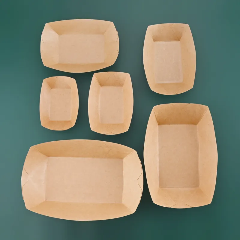 Wegwerp Creatieve Kraftpapier Picknick Boot Box Kraam Snack Gebakken Kip Barbecue Frietjes Wegwerp Papieren Borden Kommen