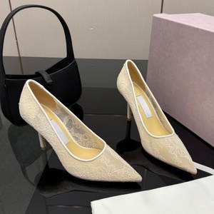 Zapatos de Tacón Alto Clásicos con Punta en Pico y Encaje, Transpirables, Formales para Mujer, Diseño Hueco con Cristales, Lazo, Parte Superior de Cuero Genuino, Tendencia de Moda - Product Image 3