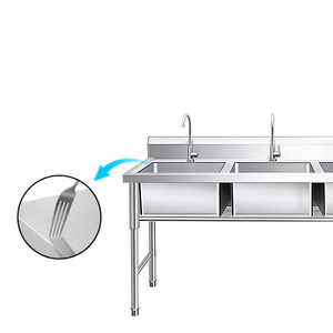 Cuci Piring Tiga Lubang Stainless Steel 201/304 Langsung dari Pabrik Cina, Tahan Lama untuk Dapur Komersial, Anti Karat, dan Mudah Dibersihkan - Product Image 3