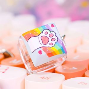Porte-clés personnalisé en acrylique pour interrupteur de clavier, avec logo DIY, impression UV, style dessin animé, en alliage, pour soulager la pression des touches - Product Image 4
