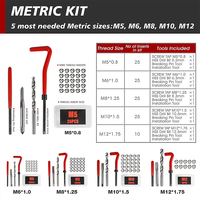 Kit de réparation de filetages métriques et SAE SOOLU 261 pièces en acier HSS, tailles 5/16 ", 3/8 ", 7/16 ", 1/2 ", M5-M12 pour la réparation de moteurs automobiles