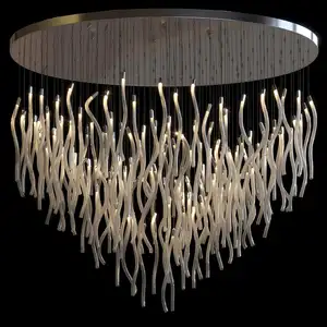 Fournisseurs d'usine lustre de plafond rond intérieur de luxe en verre blanc LED lampes suspendues modernes pour la maison
