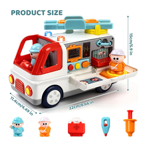 Camioneta Ambulancia de Plástico Multifuncional de Dibujos Animados para Educación Temprana con Herramientas Médicas, Juguetes de Rol para Niños - Product Image 6