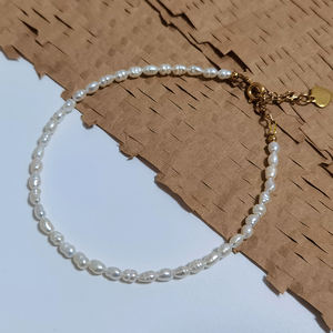 <span class=keywords><strong>Tobillera</strong></span> de perlas de agua dulce delicada impermeable de acero inoxidable chapado en oro de 18K que no se deslustra - Product Image 4