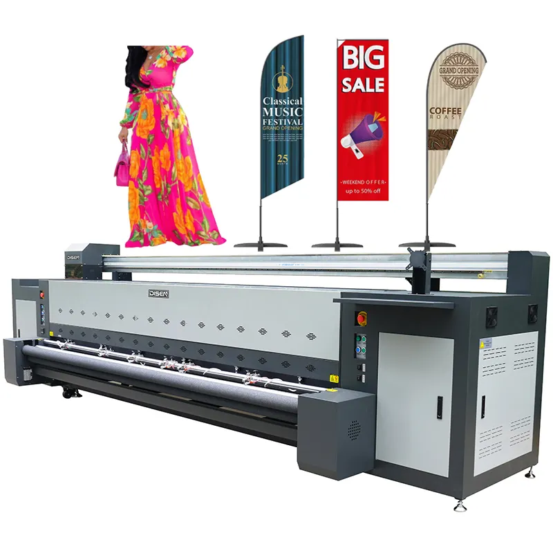 ماكينة طباعة علم القماش المطبوعة الرقمية الاحترافية ذات الشاشة الكبيرة بطول 3.2 مترًا، آلة طباعة أعلام البلد مع طباعة شعار مخصص