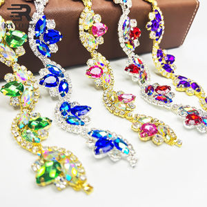 Aplique de cristal de diamantes de imitación dorado y plateado y dorado por yarda para cinturón de faja nupcial - Product Image 4