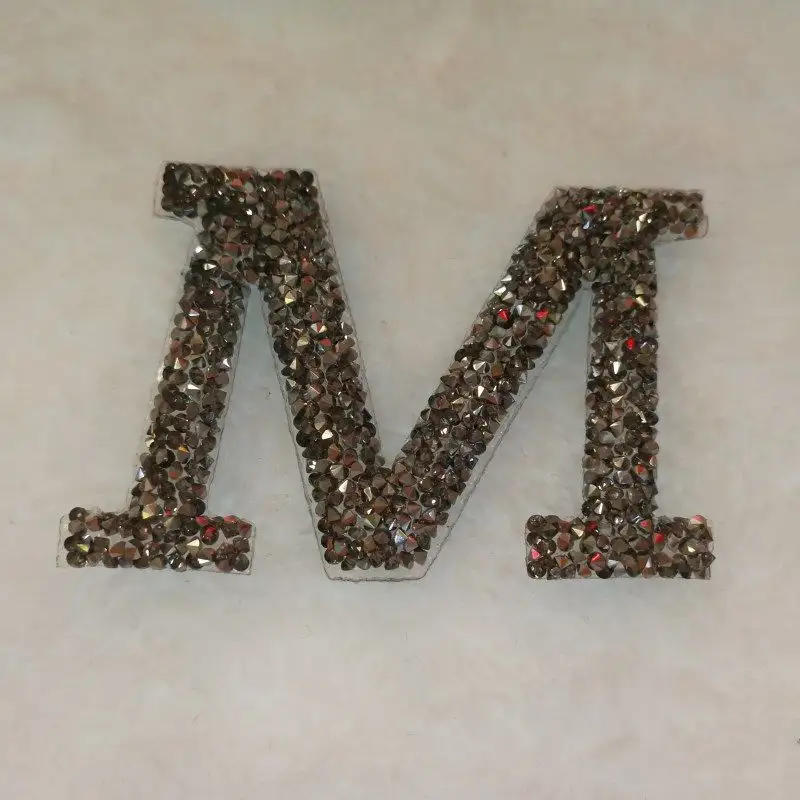 Custom Clothing Iron On Transfer Letter Heart Applique Design Patches Hot Fix Pearl Rhinestone