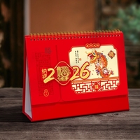 Calendrier de table en papier rouge pour l'année du Cheval 2026, décoration de bureau, cadeau promotionnel publicitaire pour le Nouvel An