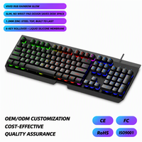 Clavier de jeu filaire USB 2.0 GK60, 104 touches, fin, rétroéclairage RGB, membrane, panneau en alliage d'aluminium, résistant aux éclaboussures, personnalisable OEM/ODM