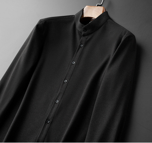 Camisa de franela informal para hombre, lana marrón, cálida, gruesa, cuello alto, Logo impreso, tela de sarga de algodón y poliéster antiarrugas - Product Image 3