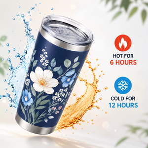 Vaso Térmico Personalizado con Diseño de Flores/Logotipo, Acero Inoxidable 18/8, Aislamiento al Vacío, Tapa Transparente, Pajita Reutilizable, Mantiene la Temperatura de 6 a 12 Horas - Product Image 3