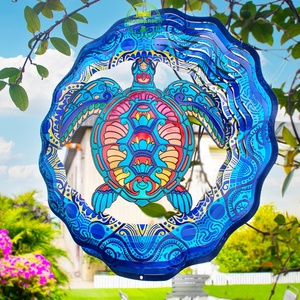 Colorido Giratorio de Viento Metálico de 12 Pulgadas con Forma de Tortuga Marina y Estaca Rectangular para Decoración de Jardín y Patio, y Giratorio de Viento de Flamenco para Jardín - Product Image 3