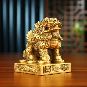Par de Figuras de Pixiu de Latón, 2 Piezas, Decoración Feng Shui para el Hogar u Oficina, Bestia Auspiciosa, Regalo Artesanal - Product Image 3
