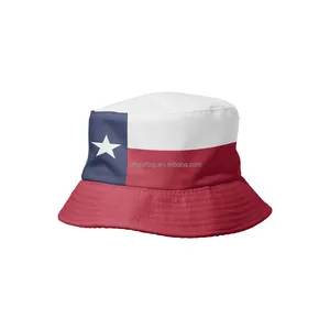 맞춤형 폴리 에스테르 뒤집을 수 있는 국가 버킷 햇 텍사스 프로모션 모자