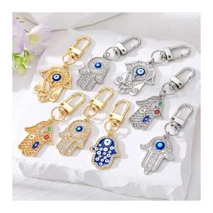 New Wholesale Evil Eye Hamsa Hand Diamond Keychain <b>Key</b> <b>Ring</b> for Friend Lovers Bling Heart Blue Eye Bag Car <b>Key</b> Chain Accessories - Product Image 1