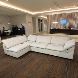 Dropshipping <span class=keywords><strong>sofa</strong></span> đám mây <span class=keywords><strong>sofa</strong></span> 3 chỗ Trắng linen vải chần sợi vòng thiết kế lông điền vào biệt thự sử dụng phòng khách đi văng - Product Image 4