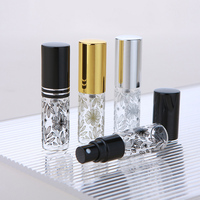 Flacon de parfum en verre transparent SUMEEAR 5 ml, design plat portable, motifs de feuilles, vaporisateur rechargeable, échantillons de parfum, flacons à roseaux
