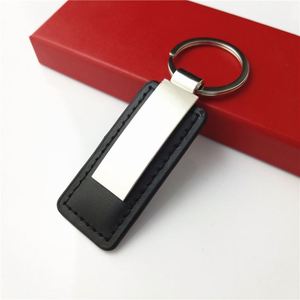 Personalized Design Laser <b>Name</b> Letter Business Blank Key <b>Chain</b> Car Brand Logo Metal Pu Custom Logo Black Leather Keychain - Product Image 3