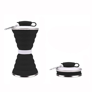 Bouteille d'eau en silicone PP, couleur unie, réutilisable, lavable, télescopique, rechargeable, à large ouverture, pour le sport, la gym, les voyages - Product Image 1