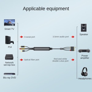 TV Digital Optical Fiber <strong>Audio</strong> <strong>Interface</strong> Is Converted Into 2RCA <strong>Audio</strong> Connection Power Amplifier or 3.5mm Speaker - Product Image 6