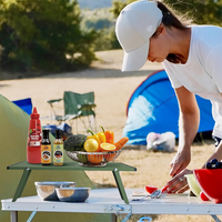 Mini table de pique-nique en aluminium ultralégère pliable pour la randonnée en plein air et le camping.