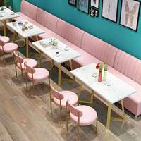 Combinaison de meubles de café haut de gamme blancs et dorés |   Canapé commercial durable et chaises à structure métallique pour hôtel de charme