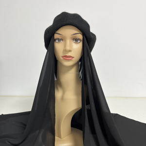 Chapeau béret musulman de style français pour femmes <span class=keywords><strong>avec</strong></span> <span class=keywords><strong>hijab</strong></span> instantané en mousseline de soie Châle et écharpe d'été tout-en-un en mousseline de soie - Product Image 5