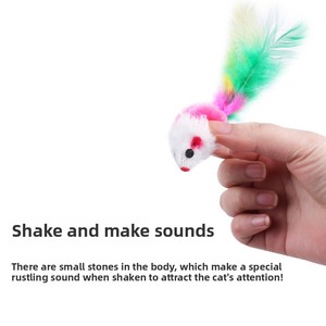 Realistico e colorato coda di gatto topo peluche moderno giocattolo interattivo per animali domestici pronto in Stock stile classico per gatti - Product Image 3