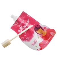 Pochette en plastique avec bec verseur pour cosmétiques, gloss à lèvres, rouge à lèvres, mascara, forme irrégulière personnalisée en aluminium